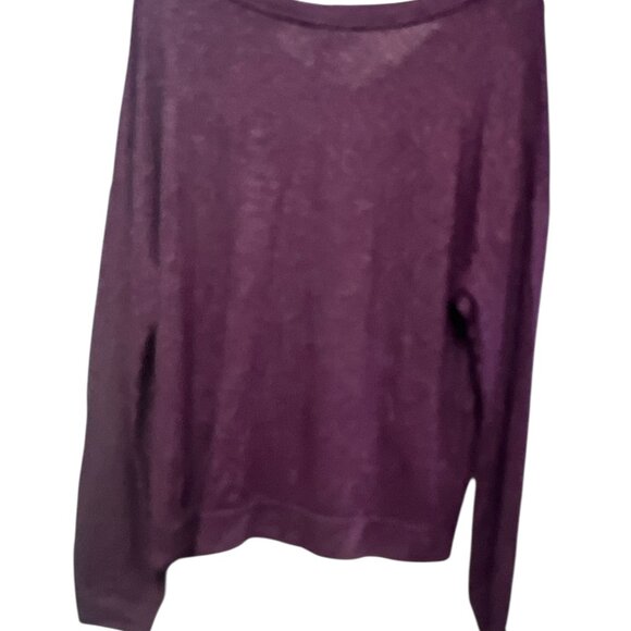 Women's purple, long-sleeved, V-neck sweater with a tie-front knot detail - Picture 3 of 3